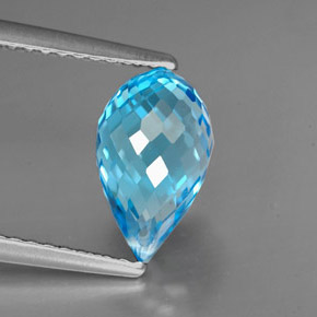 2.75캐럿 천연 스위스 블루 토파즈, 브리올레트, 10.1×6 mm, VVS
