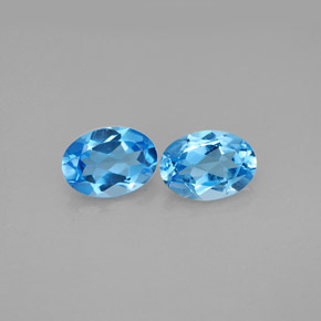 캐럿 천연 스위스 블루 토파즈 보석, 타원형 컷, 7.1×5.1 mm, VVS-VS