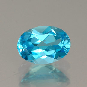 0.95캐럿 천연 스위스 블루 토파즈, 타원형 컷, 7.1×5.1 mm, VVS-VS
