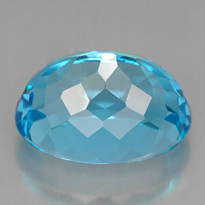 9.91캐럿 천연 스위스 블루 토파즈, 타원형 컷, 14×10.5 mm, VVS