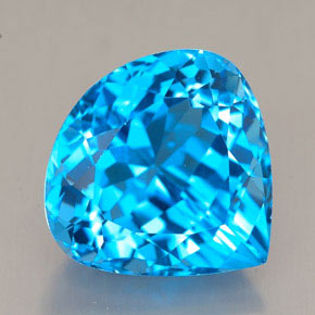 12.17캐럿 천연 스위스 블루 토파즈, 배 모양, 14.1×13.9 mm, VVS