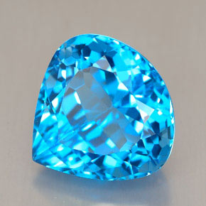 12.17캐럿 천연 스위스 블루 토파즈, 배 모양, 14.1×13.9 mm, VVS