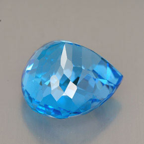 12.38캐럿 천연 스위스 블루 토파즈, 배 모양, 14.1×14 mm, VVS