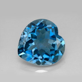 12.92캐럿 천연 런던 블루 토파즈, 하트 모양, 15.1×15 mm, VVS