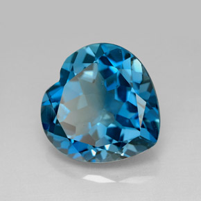 12.92캐럿 천연 런던 블루 토파즈, 하트 모양, 15.1×15 mm, VVS