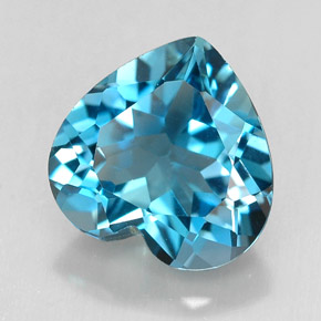 4.14캐럿 천연 런던 블루 토파즈, 하트 모양, 10×9.9 mm, IF