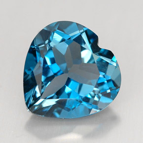 4.12캐럿 천연 런던 블루 토파즈, 하트 모양, 10.1×10 mm, VVS