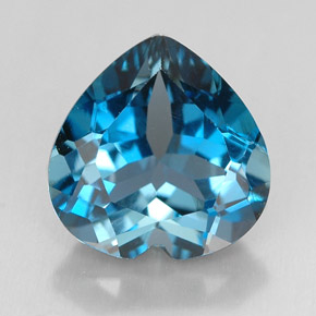 4.12캐럿 천연 런던 블루 토파즈, 하트 모양, 10.1×10 mm, VVS