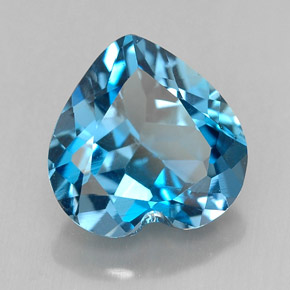 3.70캐럿 천연 런던 블루 토파즈, 하트 모양, 9.9×9.9 mm, VVS