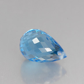 2.17캐럿 천연 스위스 블루 토파즈, 브리올레트, 8.6×5.7 mm, VVS
