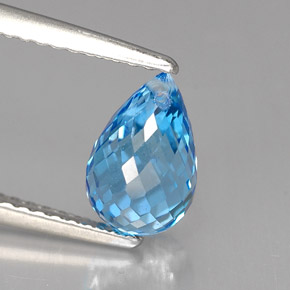 2.17캐럿 천연 스위스 블루 토파즈, 브리올레트, 8.6×5.7 mm, VVS
