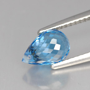 2.17캐럿 천연 스위스 블루 토파즈, 브리올레트, 8.6×5.7 mm, VVS