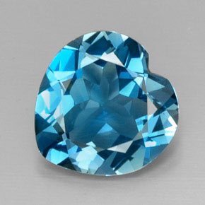8.02캐럿 천연 런던 블루 토파즈, 하트 모양, 13.6×13.4 mm, VVS