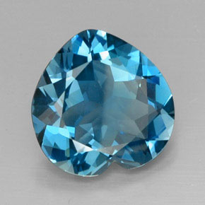 8.02캐럿 천연 런던 블루 토파즈, 하트 모양, 13.6×13.4 mm, VVS