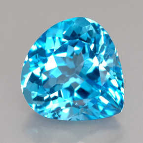 7.44캐럿 천연 스위스 블루 토파즈, 배 모양, 12.4×12.1 mm, IF
