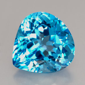 7.44캐럿 천연 스위스 블루 토파즈, 배 모양, 12.4×12.1 mm, IF