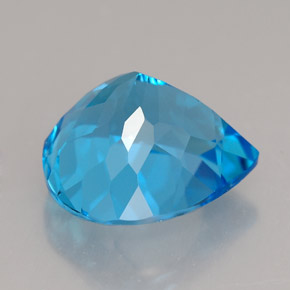 7.44캐럿 천연 스위스 블루 토파즈, 배 모양, 12.4×12.1 mm, IF