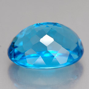 10.20캐럿 천연 스위스 블루 토파즈, 타원형 컷, 14×10.8 mm, VVS