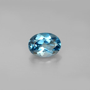 1.52캐럿 천연 런던 블루 토파즈, 타원형 컷, 8.2×6.1 mm, VVS
