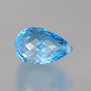 2.16캐럿 천연 스위스 블루 토파즈, 브리올레트, 8.7×5.5 mm, VVS
