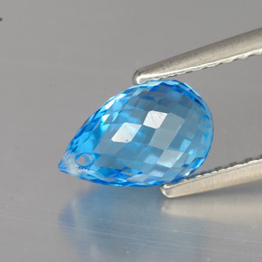2.16캐럿 천연 스위스 블루 토파즈, 브리올레트, 8.7×5.5 mm, VVS