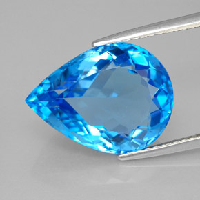 9.62캐럿 천연 스위스 블루 토파즈, 배 모양, 15.4×11.6 mm, VVS