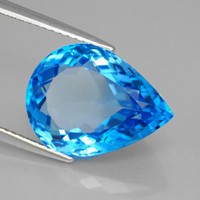 9.62캐럿 천연 스위스 블루 토파즈, 배 모양, 15.4×11.6 mm, VVS