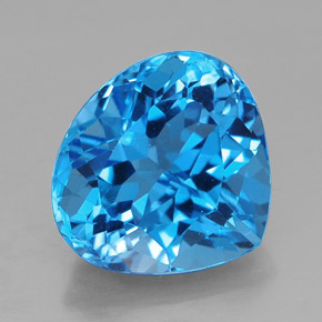 8.71캐럿 천연 스위스 블루 토파즈, 배 모양, 13.2×12.2 mm, VVS-VS