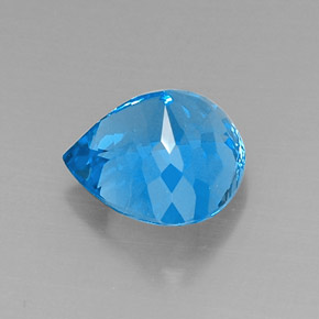 8.09캐럿 천연 스위스 블루 토파즈, 배 모양, 12.4×12.2 mm, VVS-VS