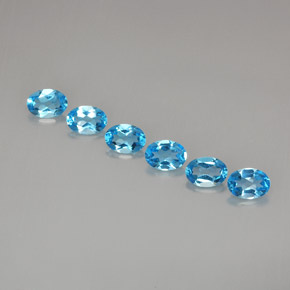 캐럿 천연 스위스 블루 토파즈 보석, 타원형 컷, 7×5 mm, VVS-VS