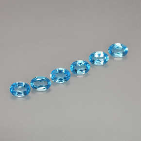 캐럿 천연 스위스 블루 토파즈 보석, 타원형 컷, 7×5 mm, VVS-VS