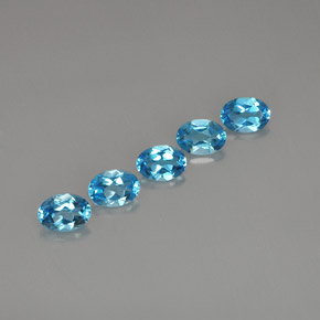 캐럿 천연 스위스 블루 토파즈 보석, 타원형 컷, 7×5 mm, VVS-VS