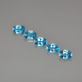 캐럿 천연 스위스 블루 토파즈 보석, 타원형 컷, 7×5 mm, VVS-VS