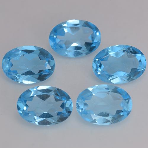 4.08캐럿 천연 스위스 블루 토파즈 보석, 타원형 컷, 6.9×4.9 mm, VVS-VS