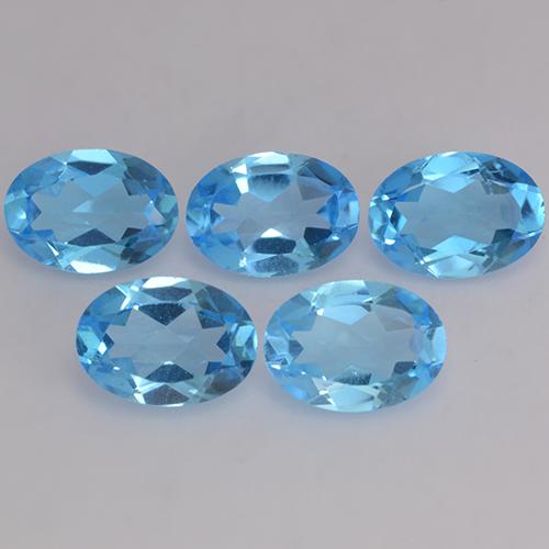 4.08캐럿 천연 스위스 블루 토파즈 보석, 타원형 컷, 6.9×4.9 mm, VVS-VS