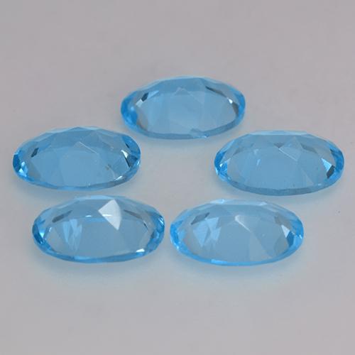 4.08캐럿 천연 스위스 블루 토파즈 보석, 타원형 컷, 6.9×4.9 mm, VVS-VS
