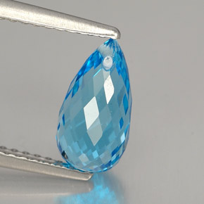 2.40캐럿 천연 스위스 블루 토파즈, 브리올레트, 10×5.4 mm, VVS