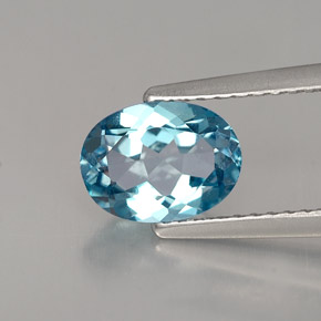 1.42캐럿 천연 런던 블루 토파즈, 타원형 컷, 8.3×6.1 mm, VVS