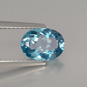 1.42캐럿 천연 런던 블루 토파즈, 타원형 컷, 8.3×6.1 mm, VVS