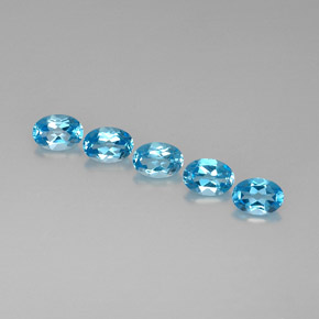 캐럿 천연 스위스 블루 토파즈 보석, 타원형 컷, 7.1×5 mm, VVS