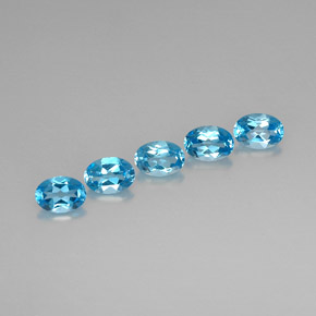 캐럿 천연 스위스 블루 토파즈 보석, 타원형 컷, 7.1×5 mm, VVS