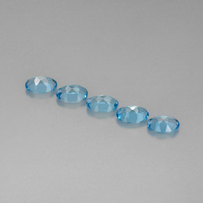 캐럿 천연 스위스 블루 토파즈 보석, 타원형 컷, 7.1×5 mm, VVS
