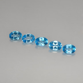 캐럿 천연 스위스 블루 토파즈 보석, 타원형 컷, 7.1×5.1 mm, VVS