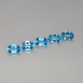 캐럿 천연 스위스 블루 토파즈 보석, 타원형 컷, 7.1×5.1 mm, VVS