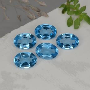 4.15캐럿 천연 스위스 블루 토파즈 보석, 타원형 컷, 7×5 mm, VVS