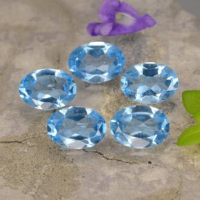 3.90캐럿 천연 스위스 블루 토파즈 보석, 타원형 컷, 7×5 mm, VVS