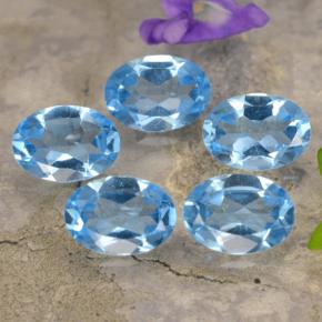 3.90캐럿 천연 스위스 블루 토파즈 보석, 타원형 컷, 7×5 mm, VVS