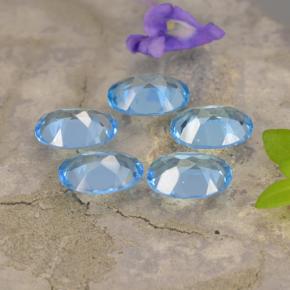 3.90캐럿 천연 스위스 블루 토파즈 보석, 타원형 컷, 7×5 mm, VVS