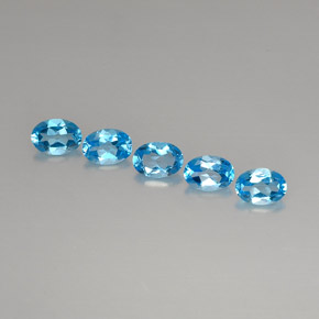 캐럿 천연 스위스 블루 토파즈 보석, 타원형 컷, 7×5.1 mm, VVS