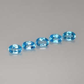 캐럿 천연 스위스 블루 토파즈 보석, 타원형 컷, 7×5.1 mm, VVS